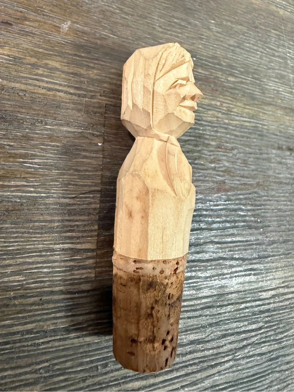 Hand-Carved Wooden Bottle Stopper - Natural Wood